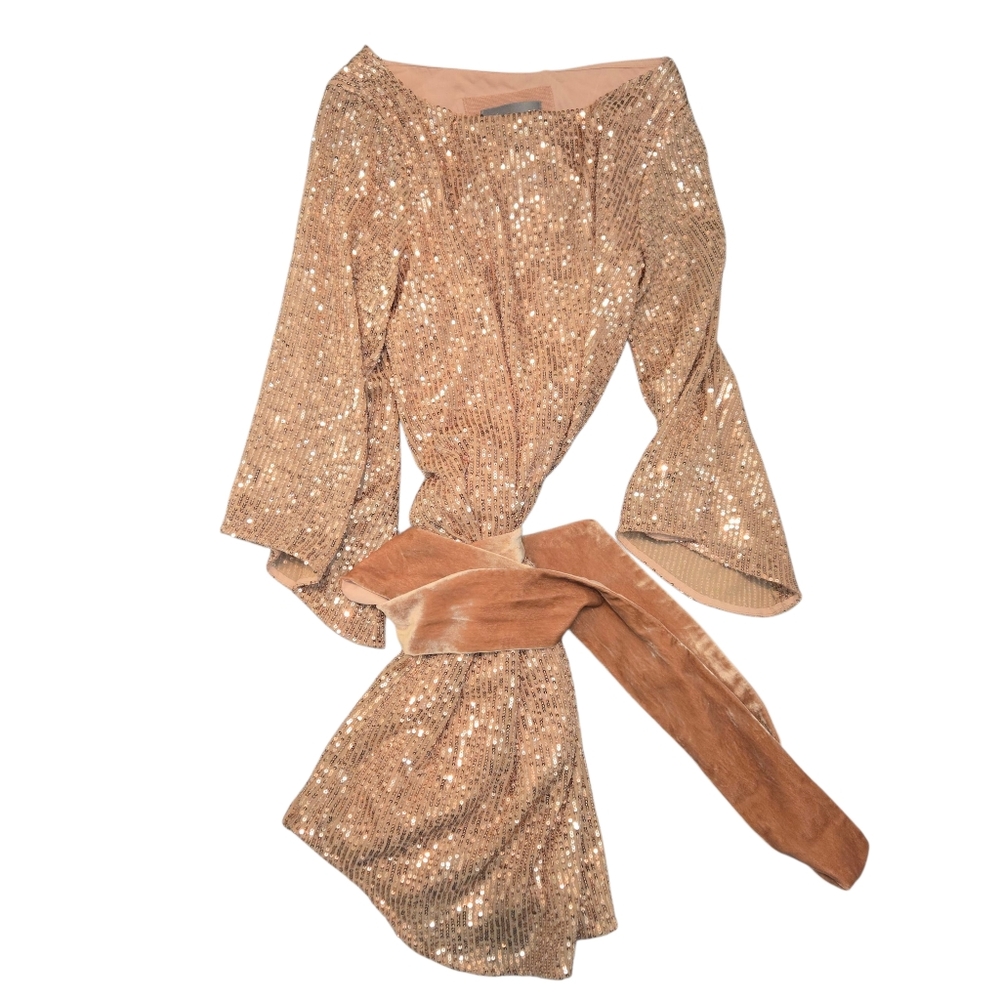 Anthropologie Starling Sequin Tunic Dress Rose Gold XS MSRP $170 - Picture 11 of 16